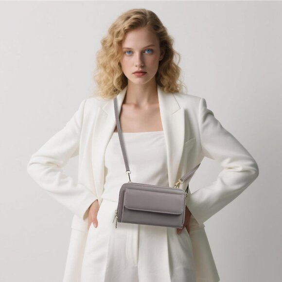 Small Crossbody Wallet for Women Leather with Card Slots and Phone Window - Picture 4 of 7